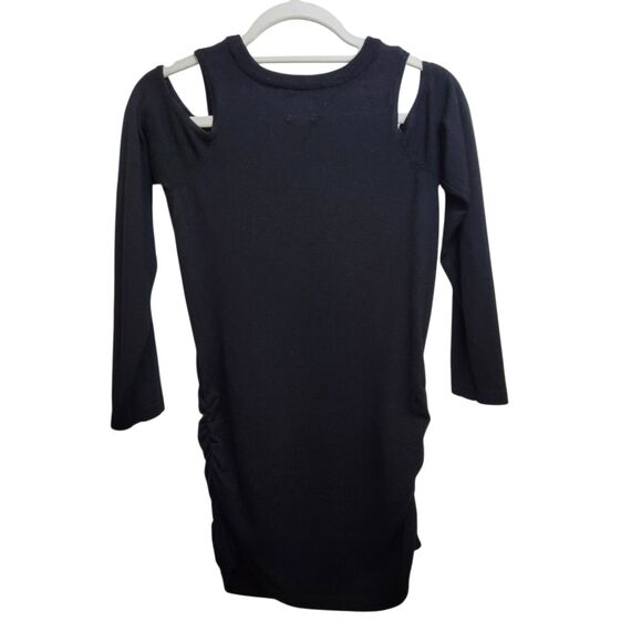 Hippie Rose Black Long Sleeve Side Cinch Cold Shoulder Sweater Top Size Small - Picture 2 of 9